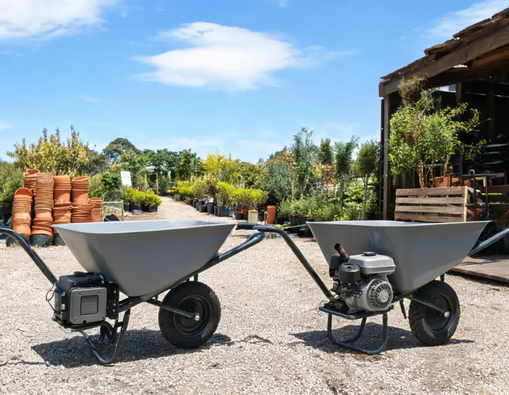 Motorized wheelbarrow ready for nursery work